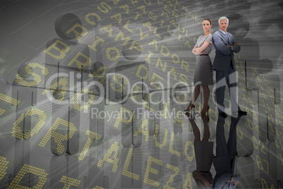 Composite image of serious business team