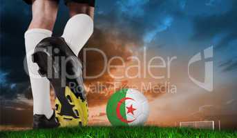 Composite image of football boot kicking algeria ball