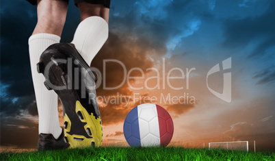 Composite image of football boot kicking france ball