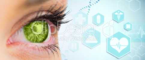 Composite image of green eye looking ahead