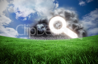 Composite image of magnifying glass in cloud