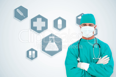 Composite image of portrait of an ambitious surgeon