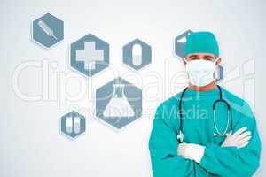 Composite image of portrait of an ambitious surgeon