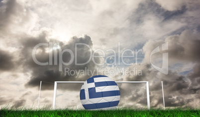 Composite image of football in greece colours