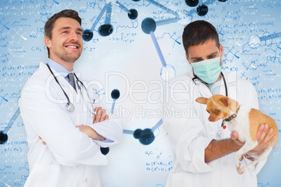 Composite image of happy doctor and vet