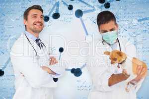 Composite image of happy doctor and vet