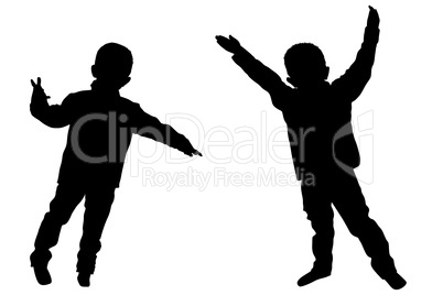 Silhouettes of two little boys