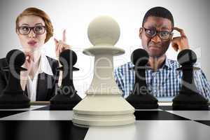 Composite image of business people with chessboard