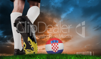 Composite image of football boot kicking croatia ball Composite image of football boot kicking croatia ball