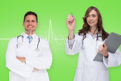 Composite image of happy medical team