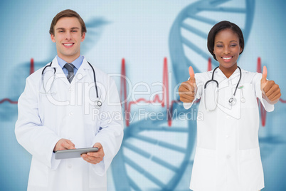 Composite image of happy medical team Composite image of happy medical team