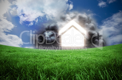 Composite image of house in cloud