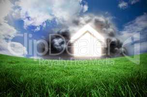 Composite image of house in cloud