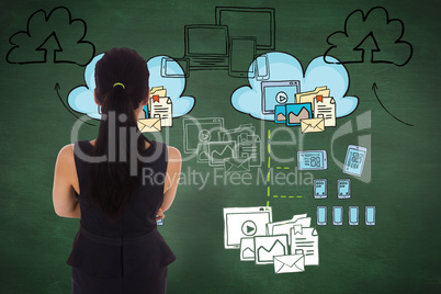 Composite image of thoughtful businesswoman