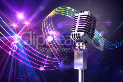 Composite image of retro chrome microphone