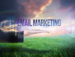 Businesswomans hand presenting the words email marketing