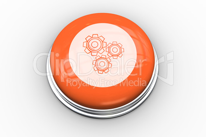Cog and wheel graphic on orange button