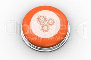 Cog and wheel graphic on orange button