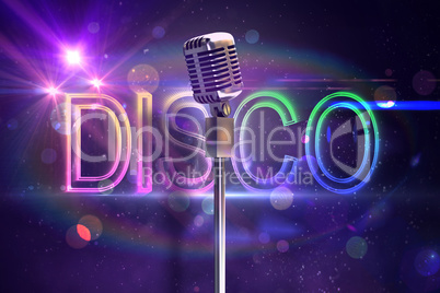 Composite image of retro microphone on stand