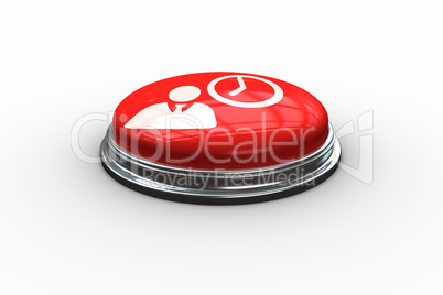 Composite image of businessman and clock graphic on button