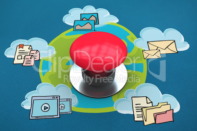 Composite image of digitally generated red push button