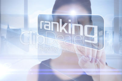 Businesswoman pointing to word ranking
