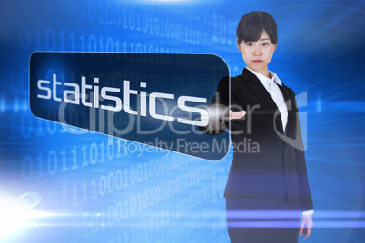 Businesswoman pointing to word statistics