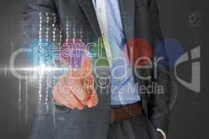 Businessman touching the word search on interface