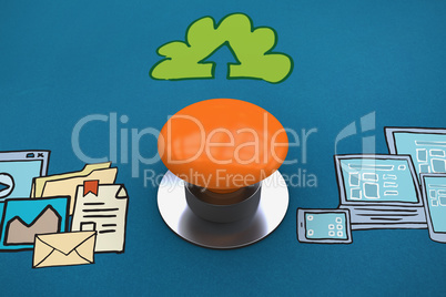 Composite image of orange push button