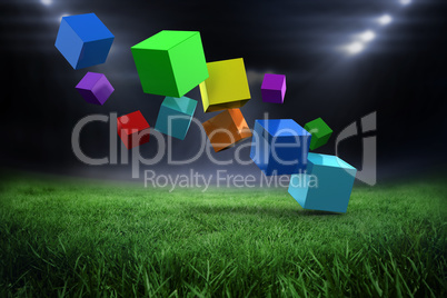 Composite image of 3d colourful cubes floating