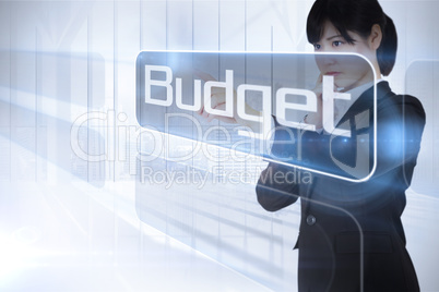 Businessman pointing to the word budget