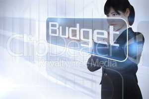 Businessman pointing to the word budget