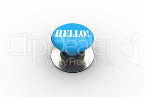 Hello on blue push button