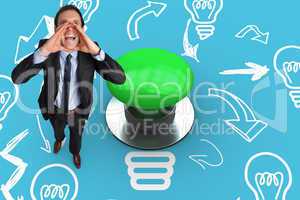 Composite image of shouting businessman