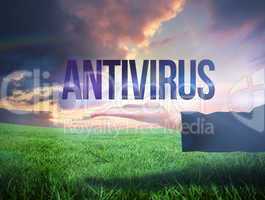 Businesswomans hand presenting the word antivirus