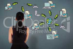 Composite image of standing businesswoman