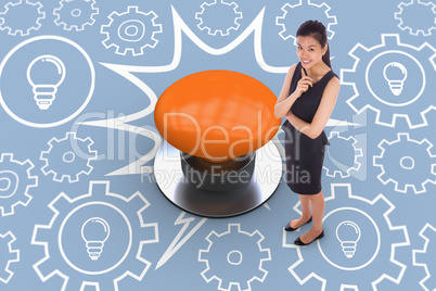 Composite image of thoughtful businesswoman