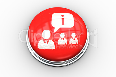 Composite image of manager speaking to staff graphic on button