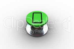 Composite image of digital tablet graphic on button