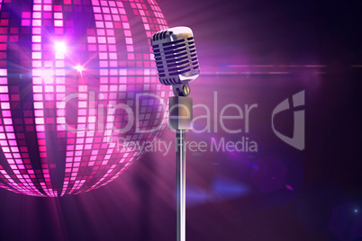 Composite image of retro microphone on stand