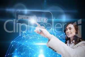 Businesswoman pointing to word procedure
