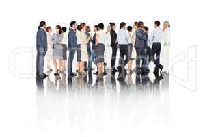 Composite image of many business people standing in a line