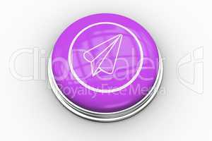 Paper airplane graphic on purple button
