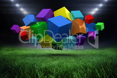 Composite image of 3d colourful cubes floating in a cluster