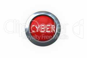 Cyber on digitally generated red push button