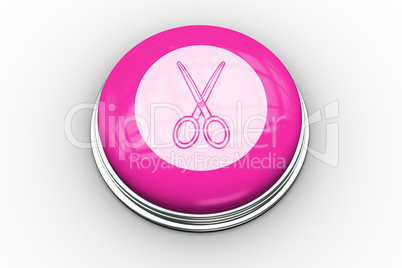 Scissors graphic on pink button