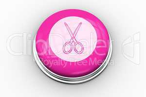 Scissors graphic on pink button
