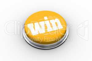 The word win on shiny yellow push button