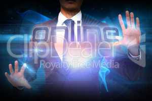 Businessman presenting the word online