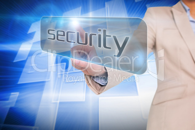 Businesswoman pointing to word security